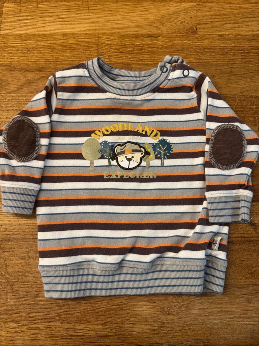 Vintage BUM Equipment Striped Kids Sweatshirt - Blue, Brown & Orange